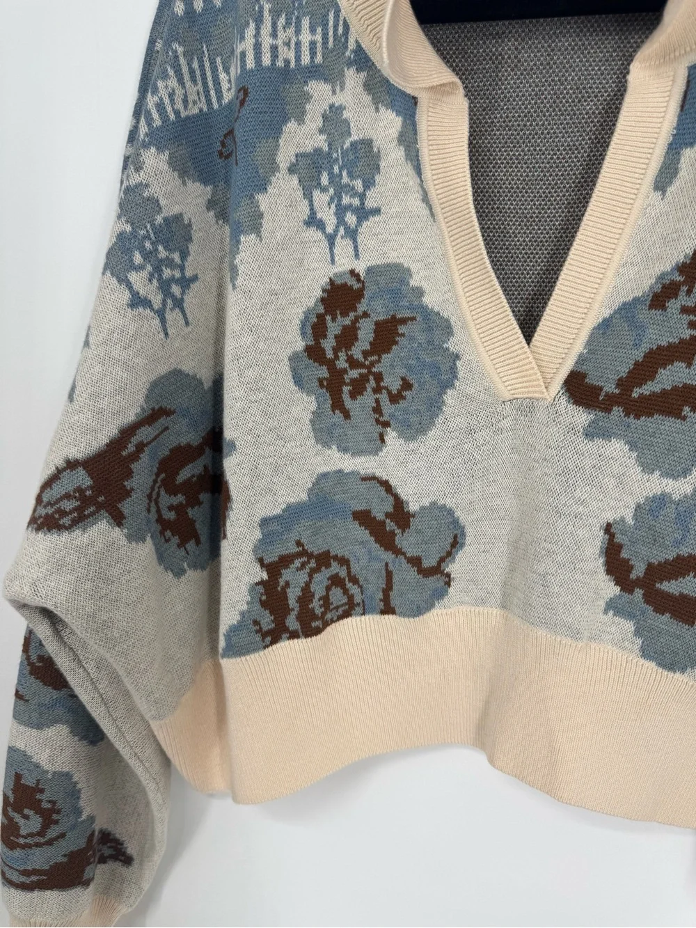 Free People Intimately Sweater Cropped Mock Neck Floral M